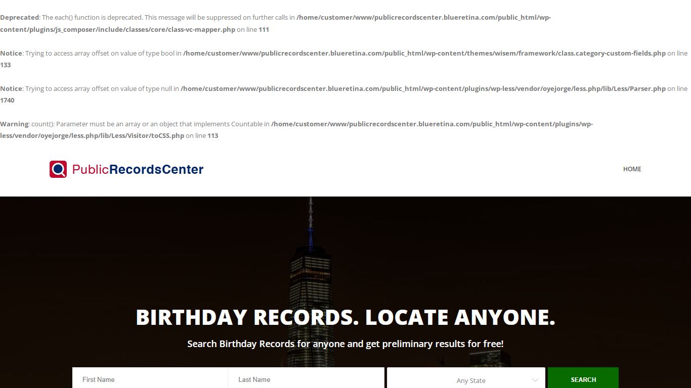 Birthday Records - Public Records Center